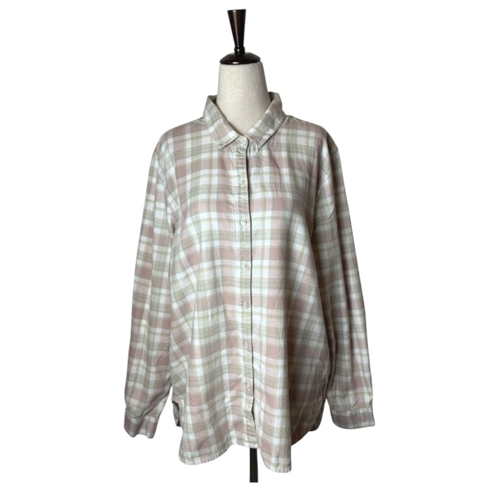 Barbour Shirt Women 14‎ Pink Plaid Check Flannel Relaxed Fit Newbury Button Down